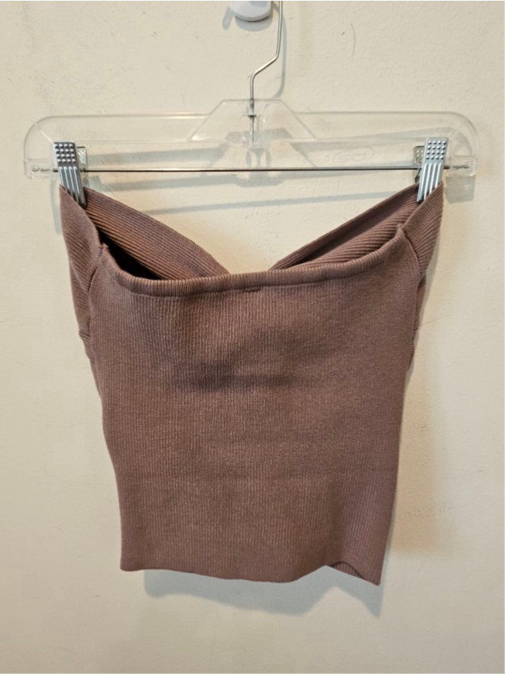 Women's ANRABESS NWT Brown Ribbed Knit Bandeau Tube Top S - Picture 8 of 12